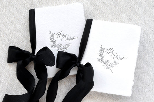 Classic Black and Ivory Letterpress Vow Booklets