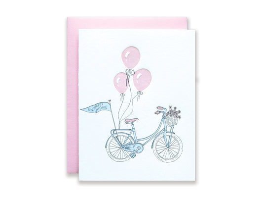 Birthday Bicycle Letterpress Card