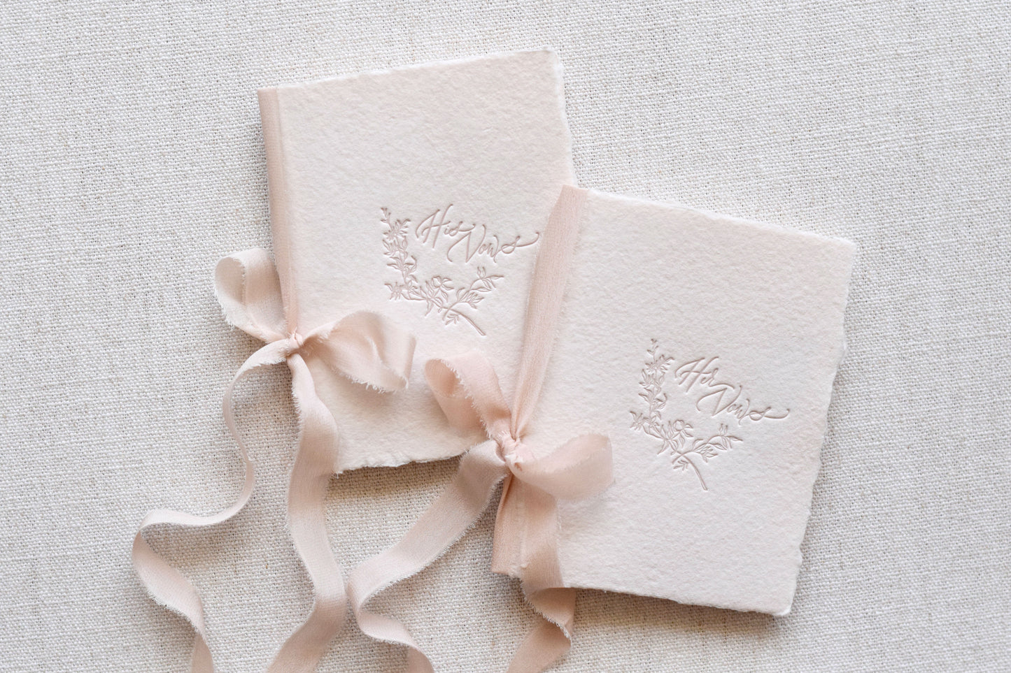 Boho Beige Letterpress Vow Booklets