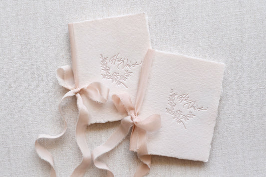Boho Beige Letterpress Vow Booklets