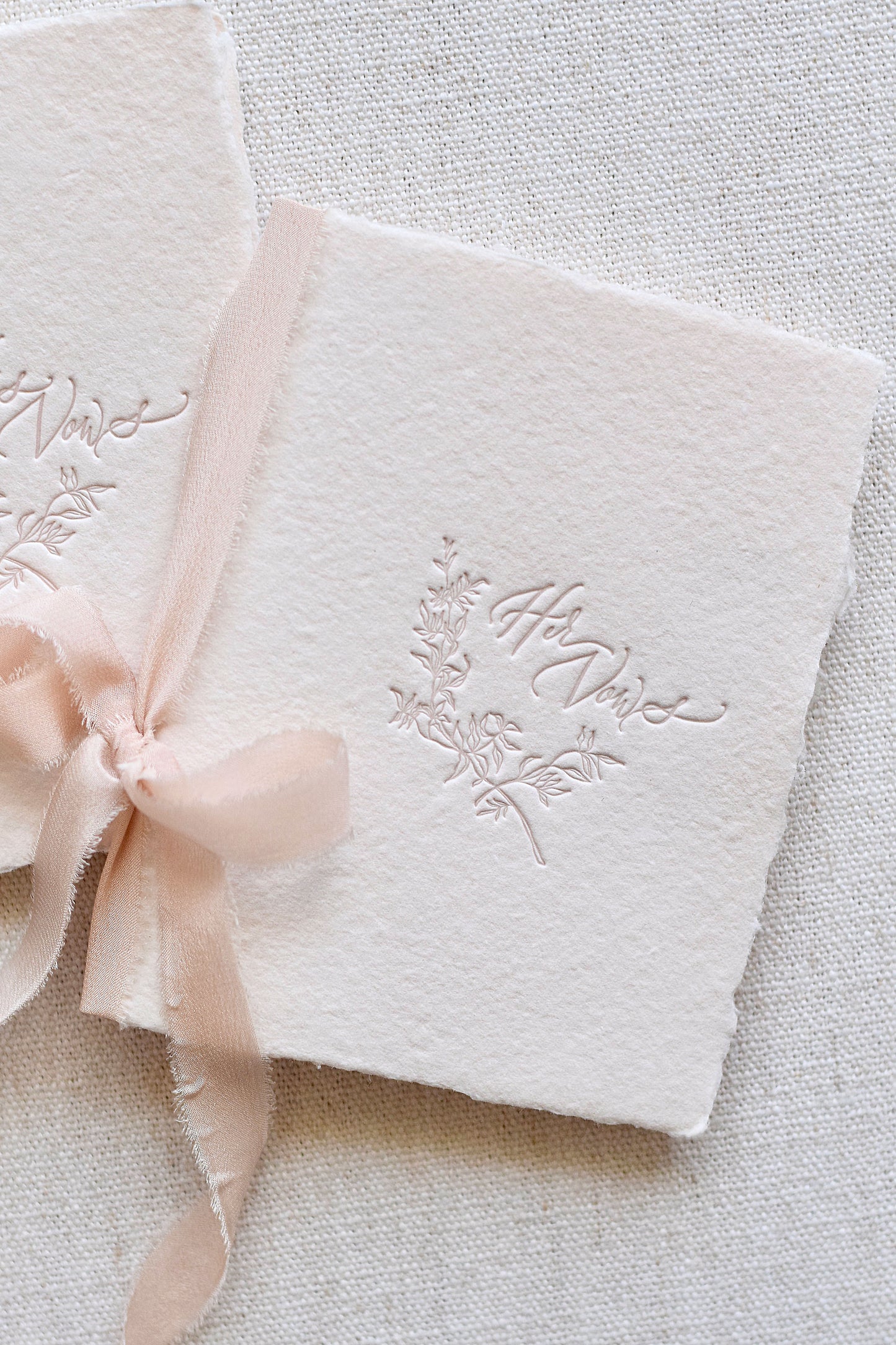 Boho Beige Letterpress Vow Booklets