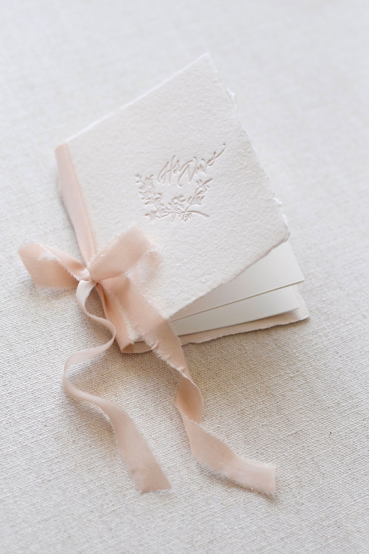 Boho Beige Letterpress Vow Booklets