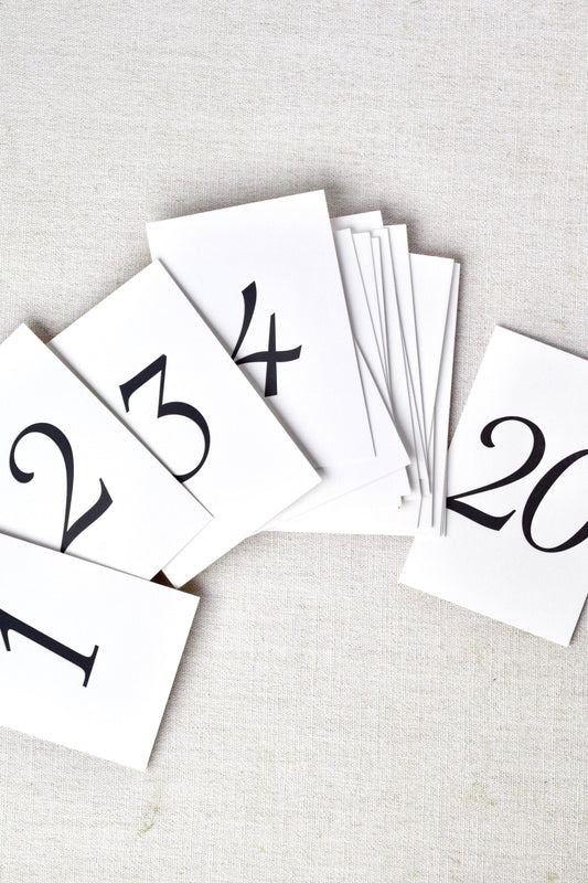 Classic Black Letterpress Table Numbers