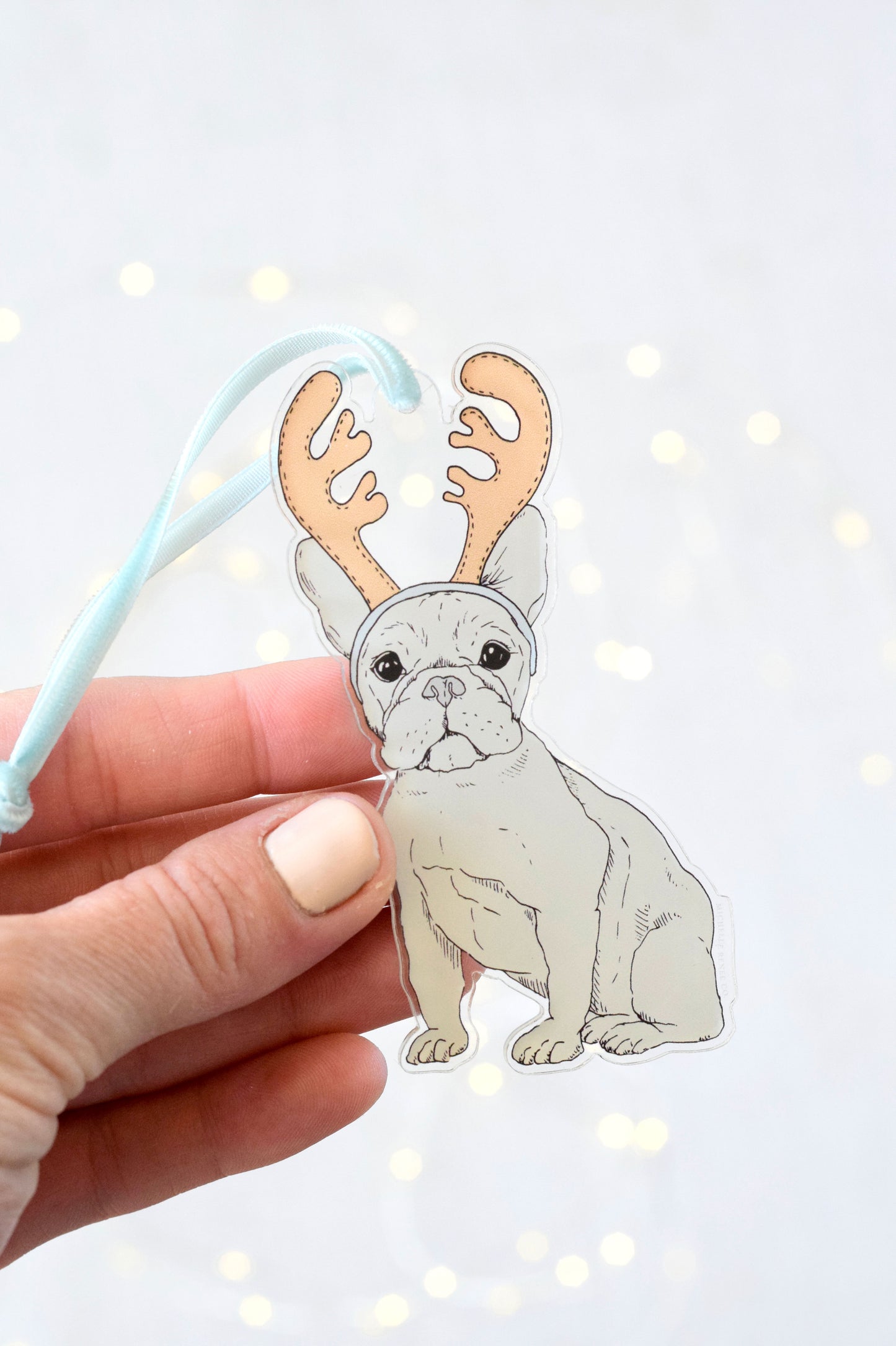 Acrylic Gray Frenchie Ornament