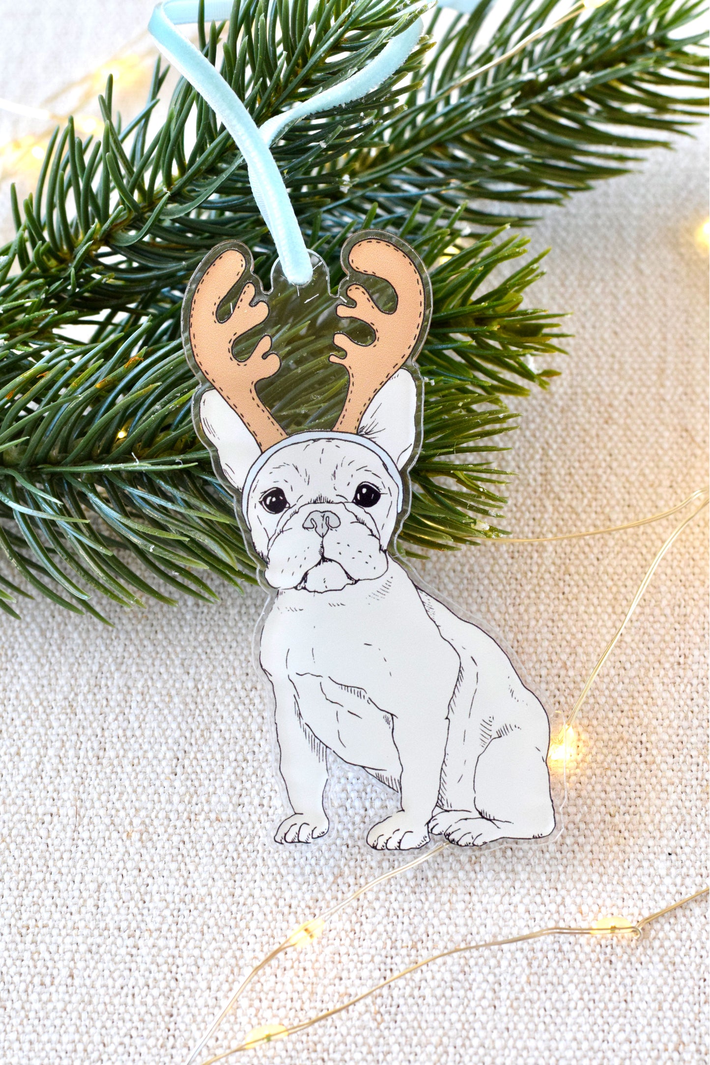 Acrylic Gray Frenchie Ornament