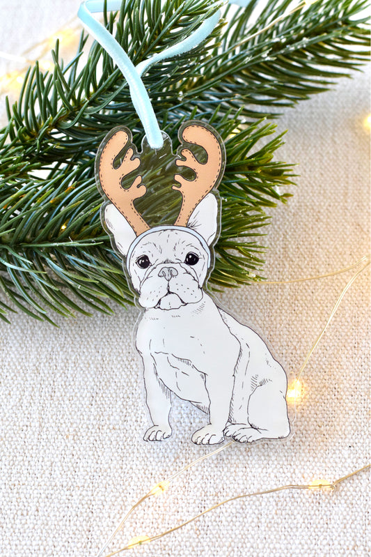 Acrylic Gray Frenchie Ornament