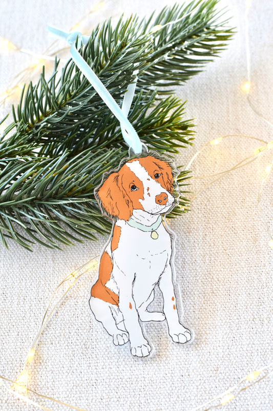 Acrylic Brittany Spaniel Ornament