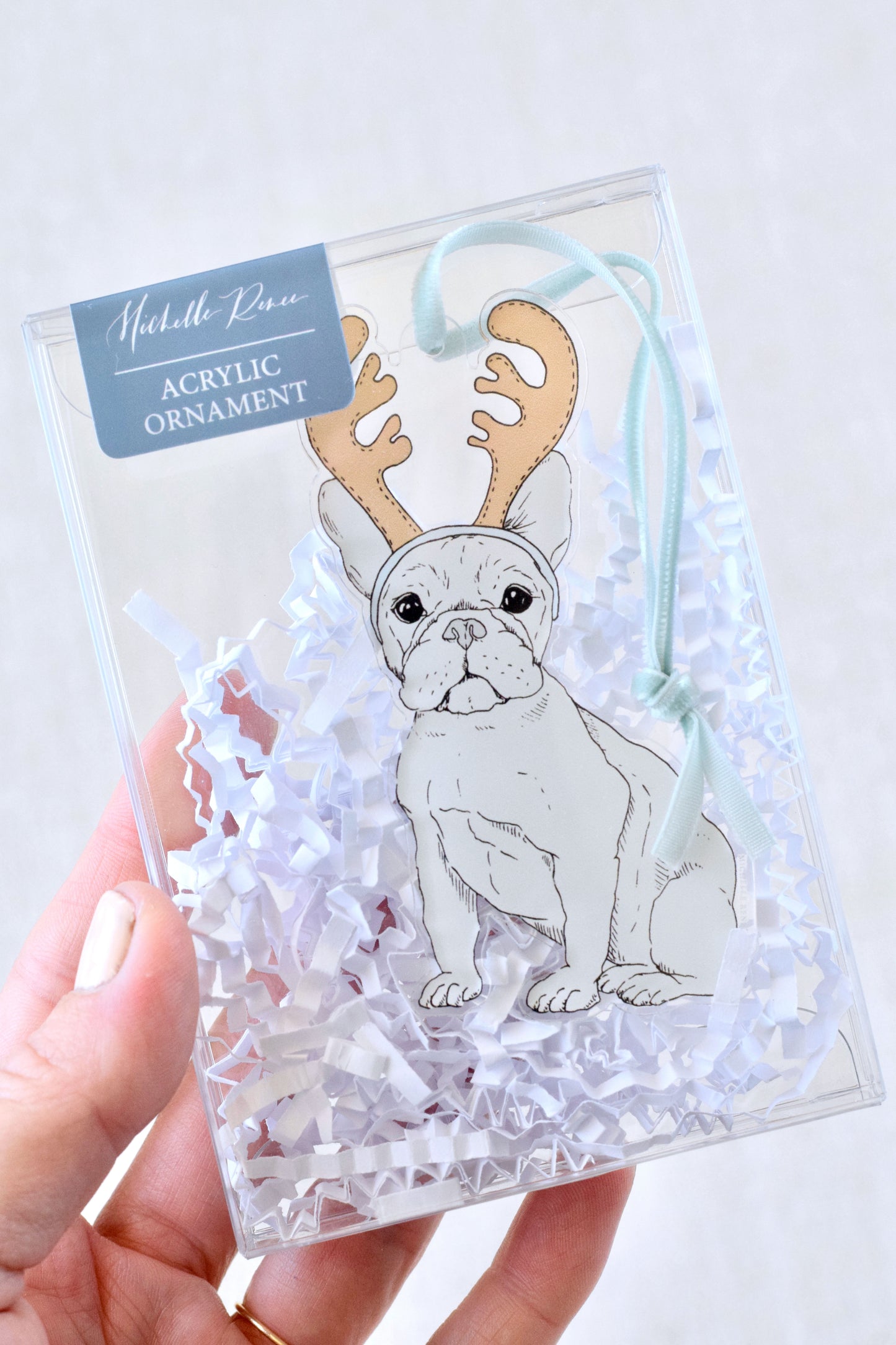 Acrylic Gray Frenchie Ornament