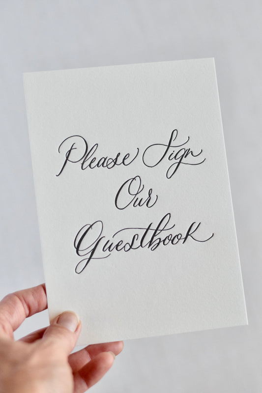 Classic Black Letterpress 'Guestbook' Sign