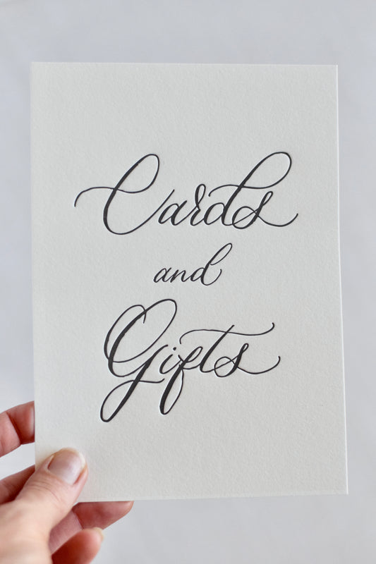 Classic Black Letterpress 'Cards and Gifts' Sign