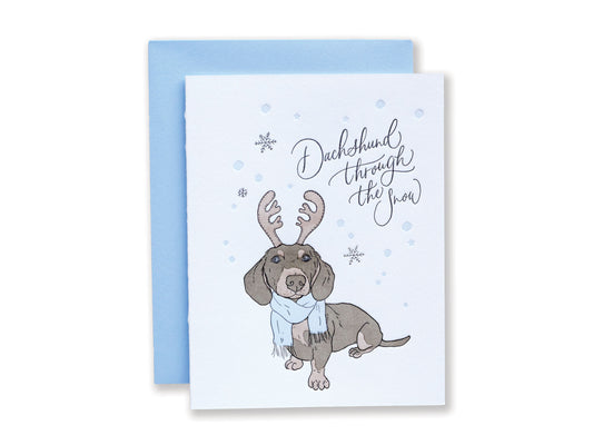 Dachshund Through The Snow Letterpress Card