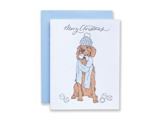 Golden Retriever Letterpress Christmas Card