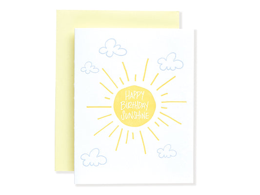 Happy Birthday Sunshine Letterpress Card
