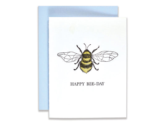 Happy Bee-Day Letterpress Card
