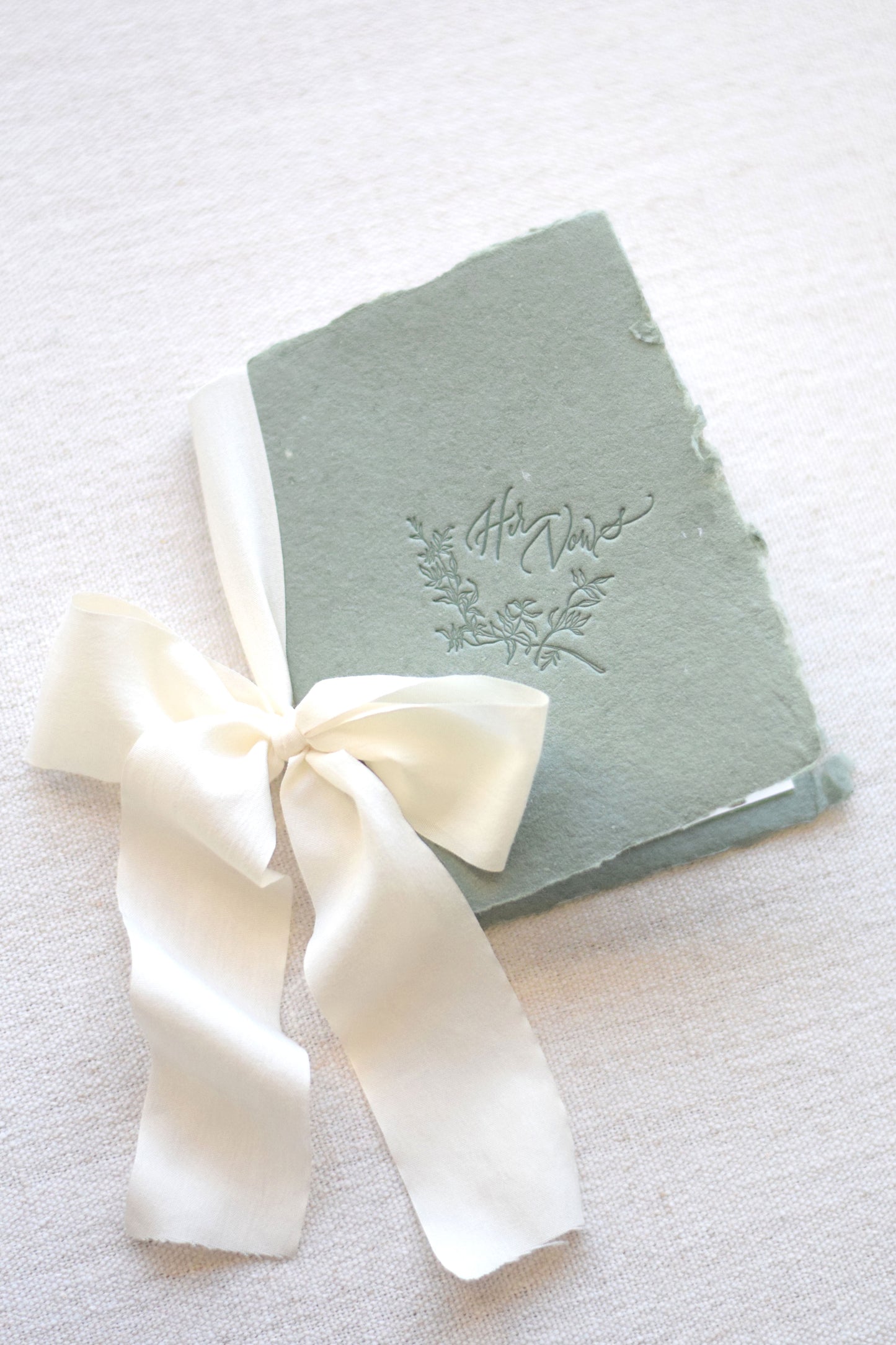 Sage Green and White Letterpress Vow Booklets