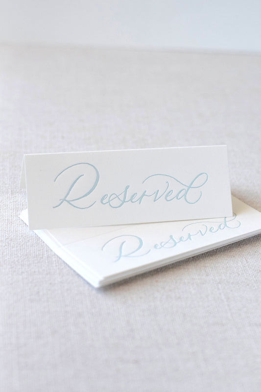 Antique Blue Letterpress Reserved Sign | Set of 8