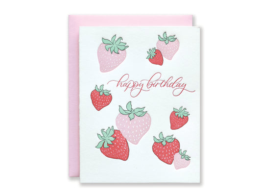 Strawberry Birthday Letterpress Card