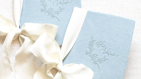 Antique Blue and Ivory Letterpress Vow Booklets