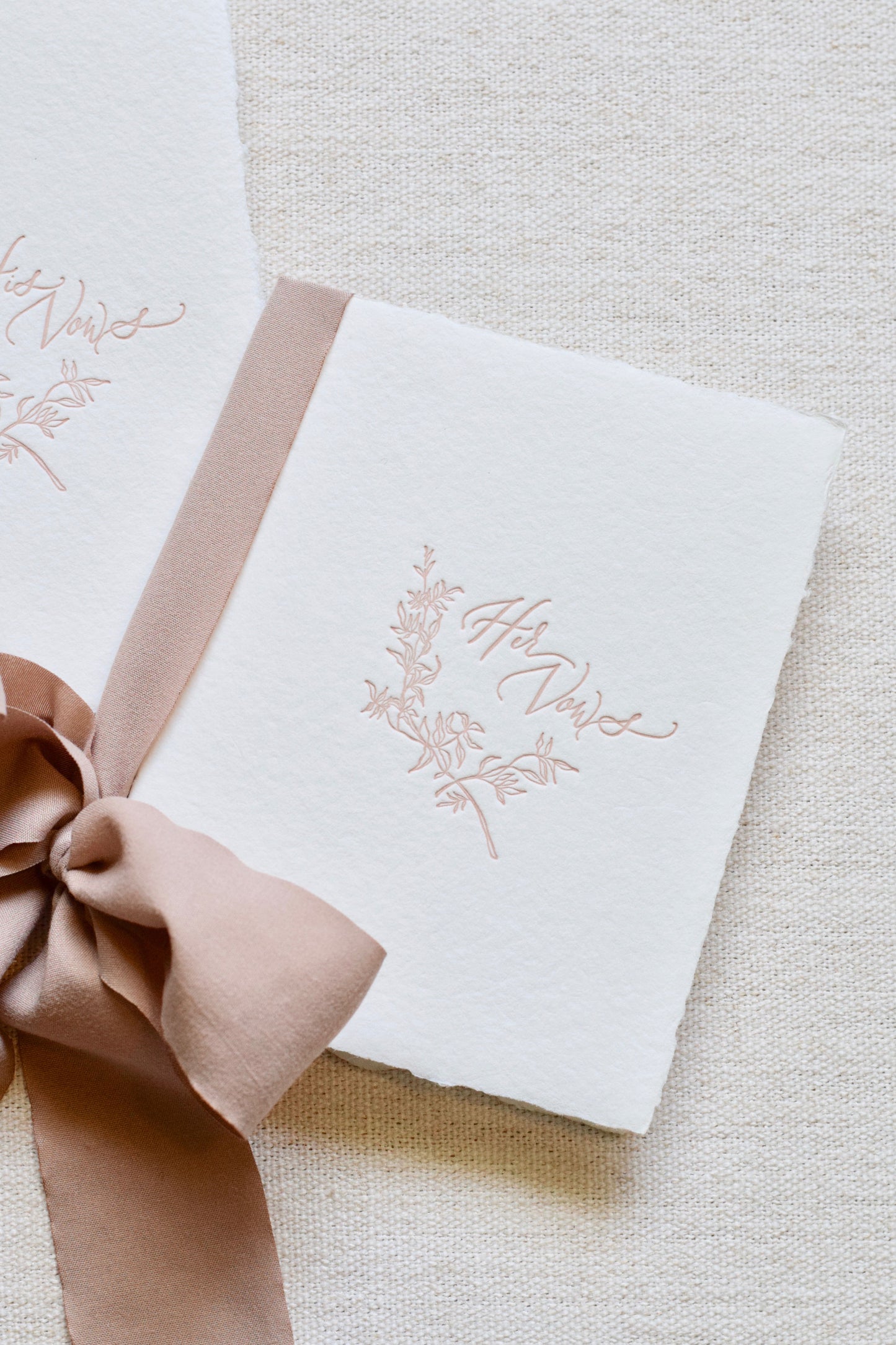 Romantic Taupe and White Letterpress Vow Booklets