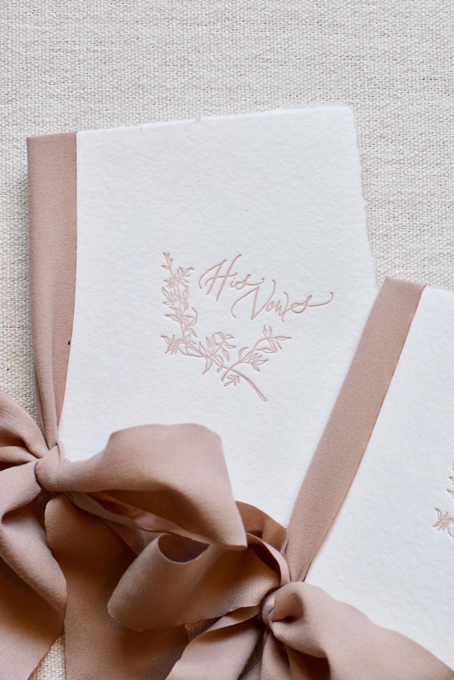 Romantic Taupe and White Letterpress Vow Booklets