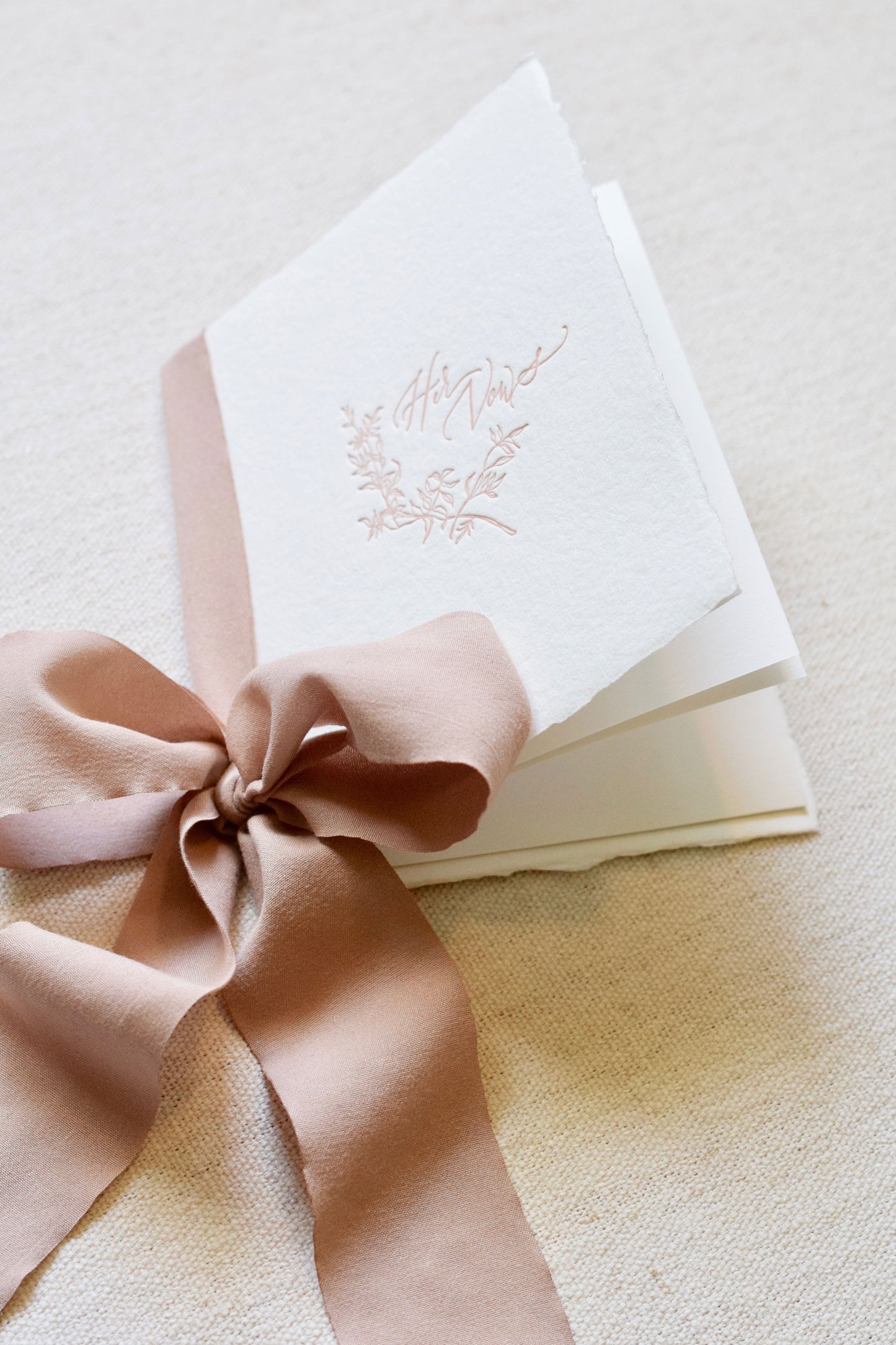 Romantic Taupe and White Letterpress Vow Booklets