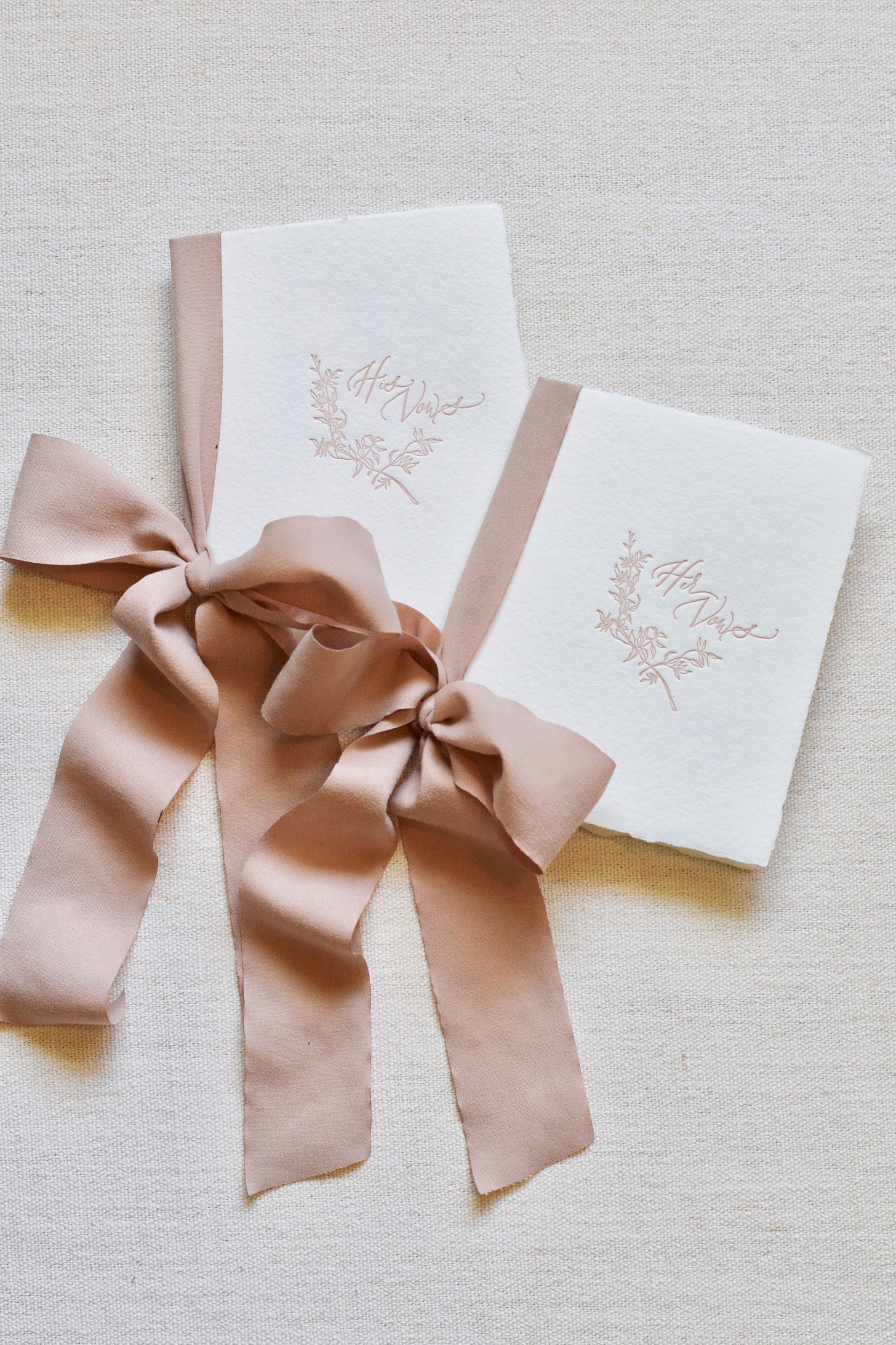 Romantic Taupe and White Letterpress Vow Booklets