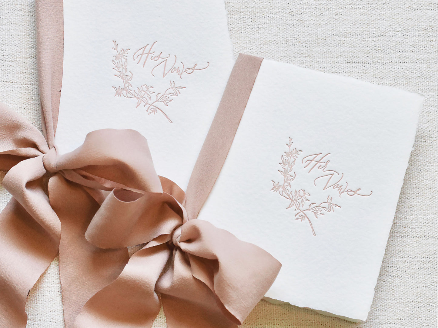 Romantic Taupe and White Letterpress Vow Booklets