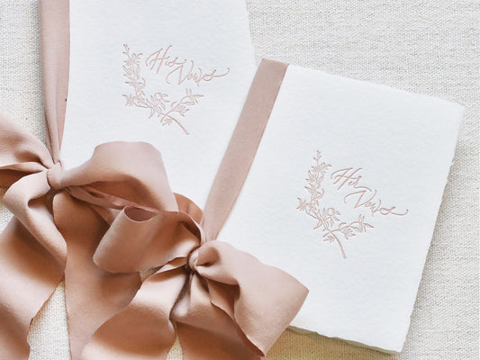 Romantic Taupe and White Letterpress Vow Booklets