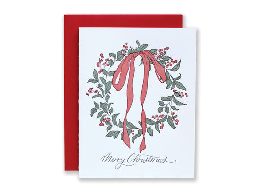 Luxury Christmas Wreath Letterpress Card