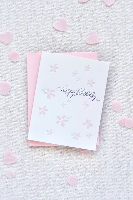 Letterpress Floral Birthday Card