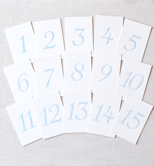 Antique Blue Letterpress Table Numbers